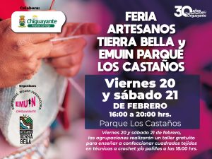 Feria de Artesanos Tierra Bella y EMUIN llega al Parque Los Castaños este 20 y 21 de febrero